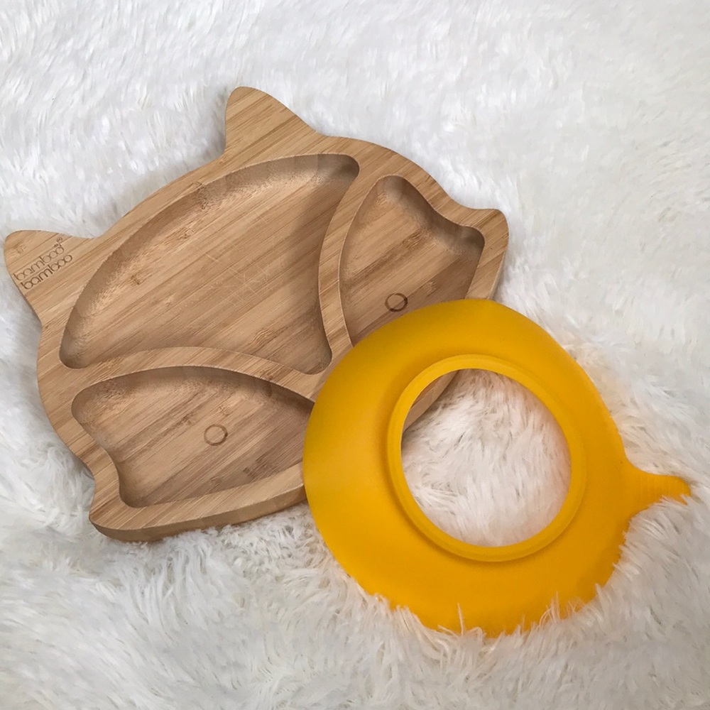 Bamboo Bamboo plate for baby/toddler with suction